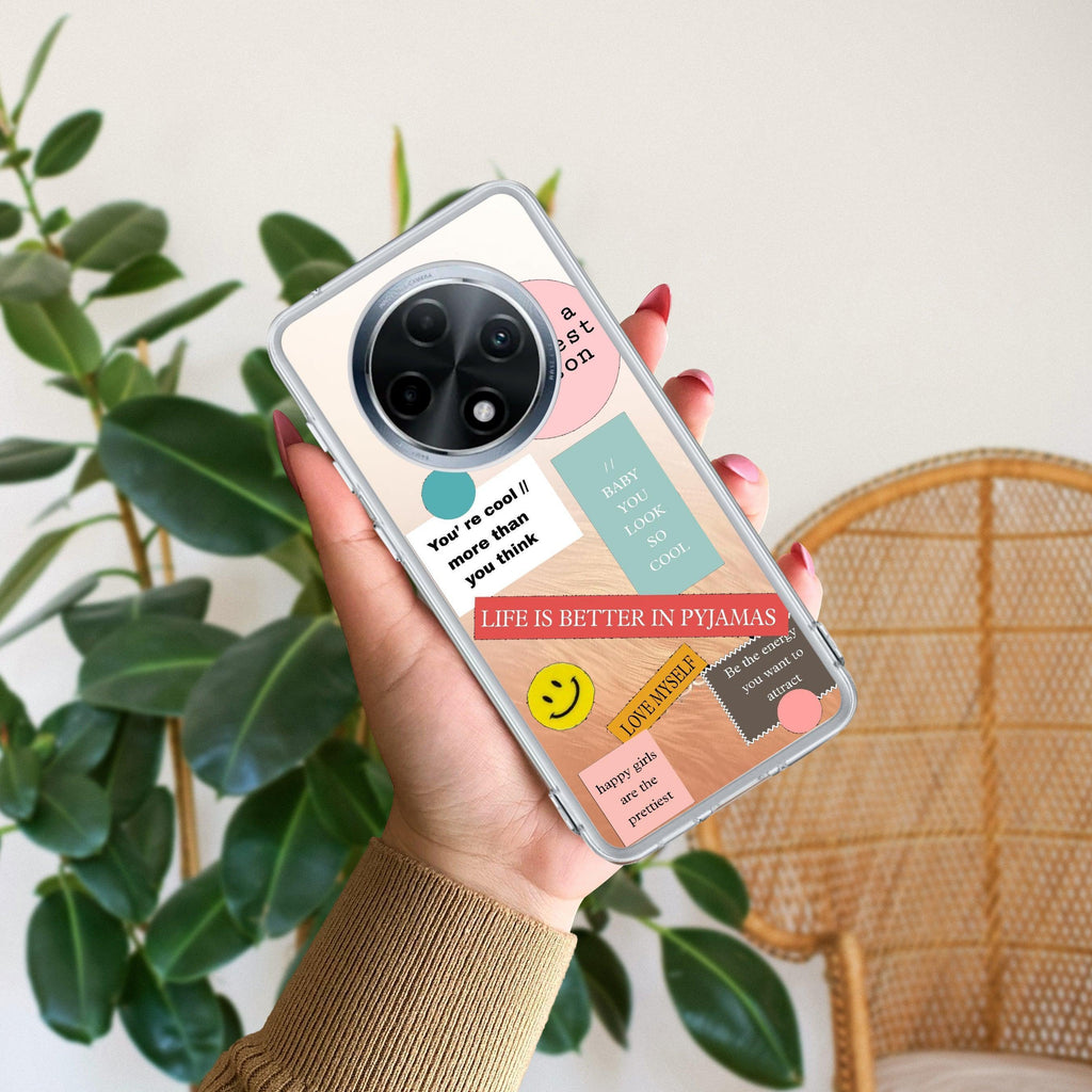 Stickers Happiest Person Anti Yellow Case Peach For Oppo F27 5G
