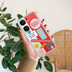 Stickers Happiest Person Transparent Silicon Case Peach For iQOO Z7 Pro 5G