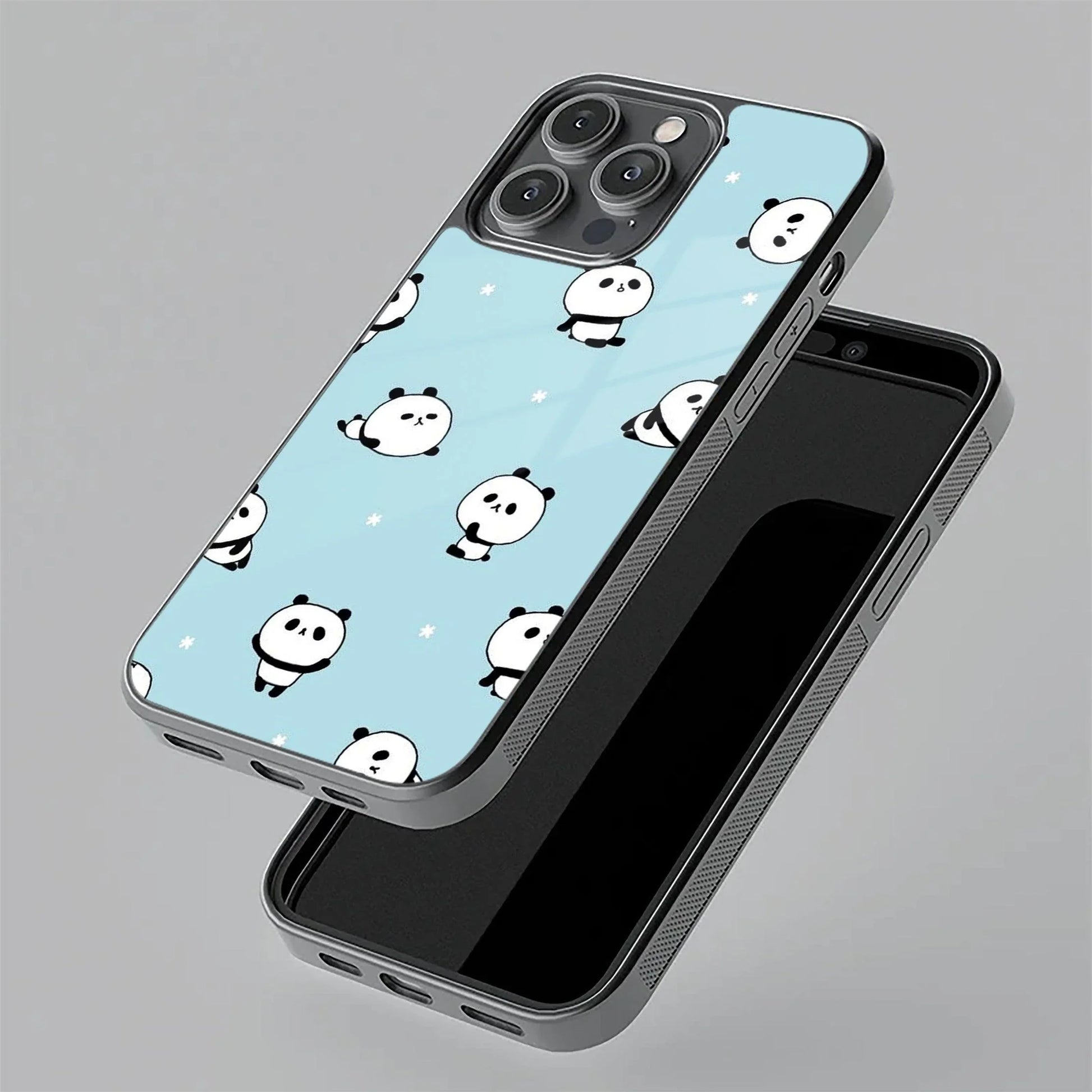 Cute Panda Blue Glass Case Cover For iQOO - ShopOnCliQ