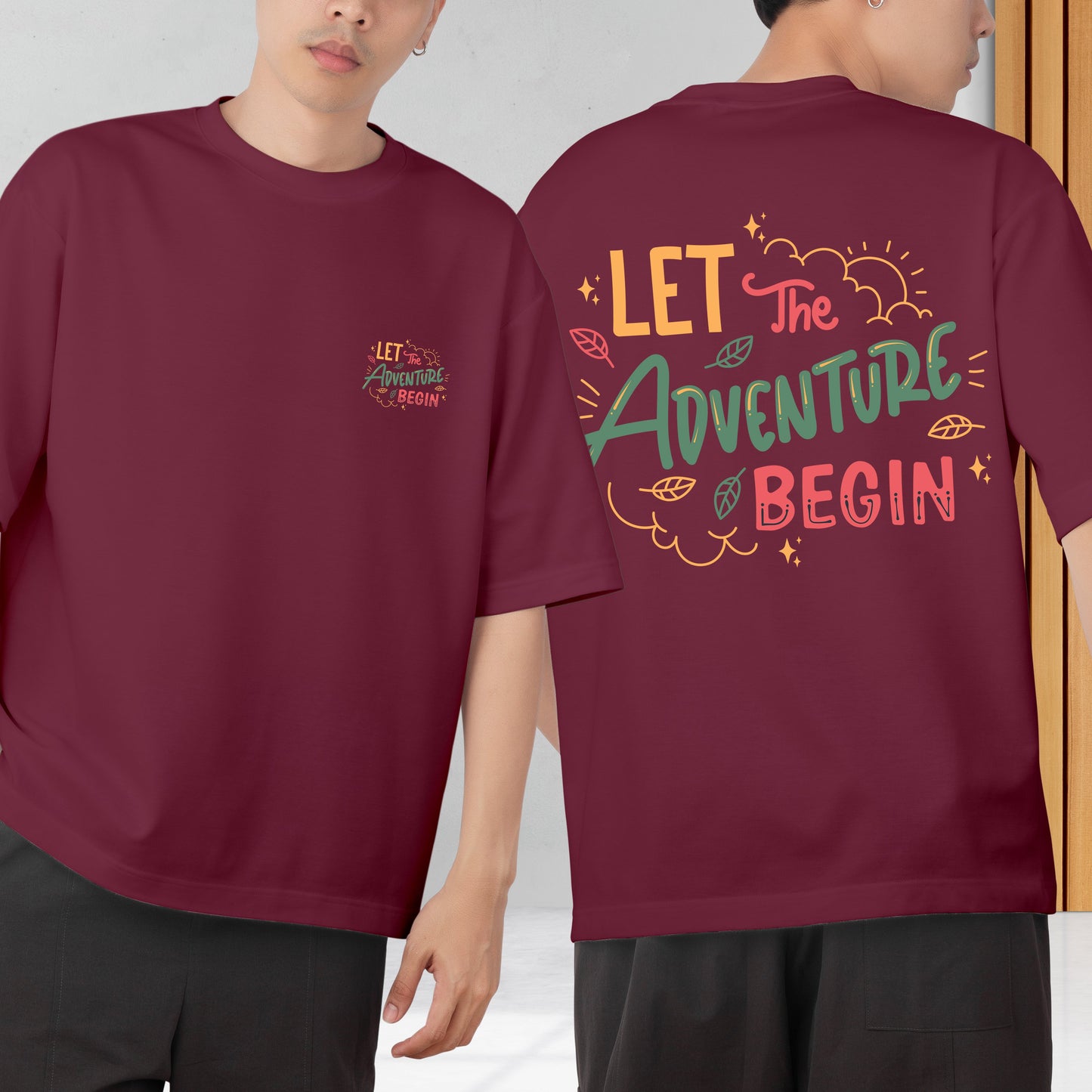 Advanture Begin Men's Cotton Graphic Print Oversized T-Shirt