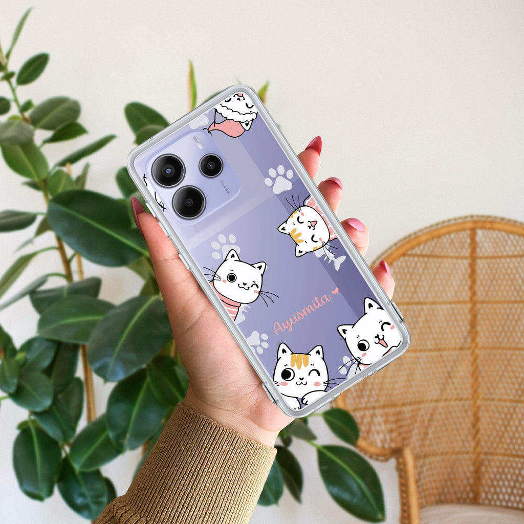 Cute Cat Customize Transparent Silicon Case For Redmi A5 4G