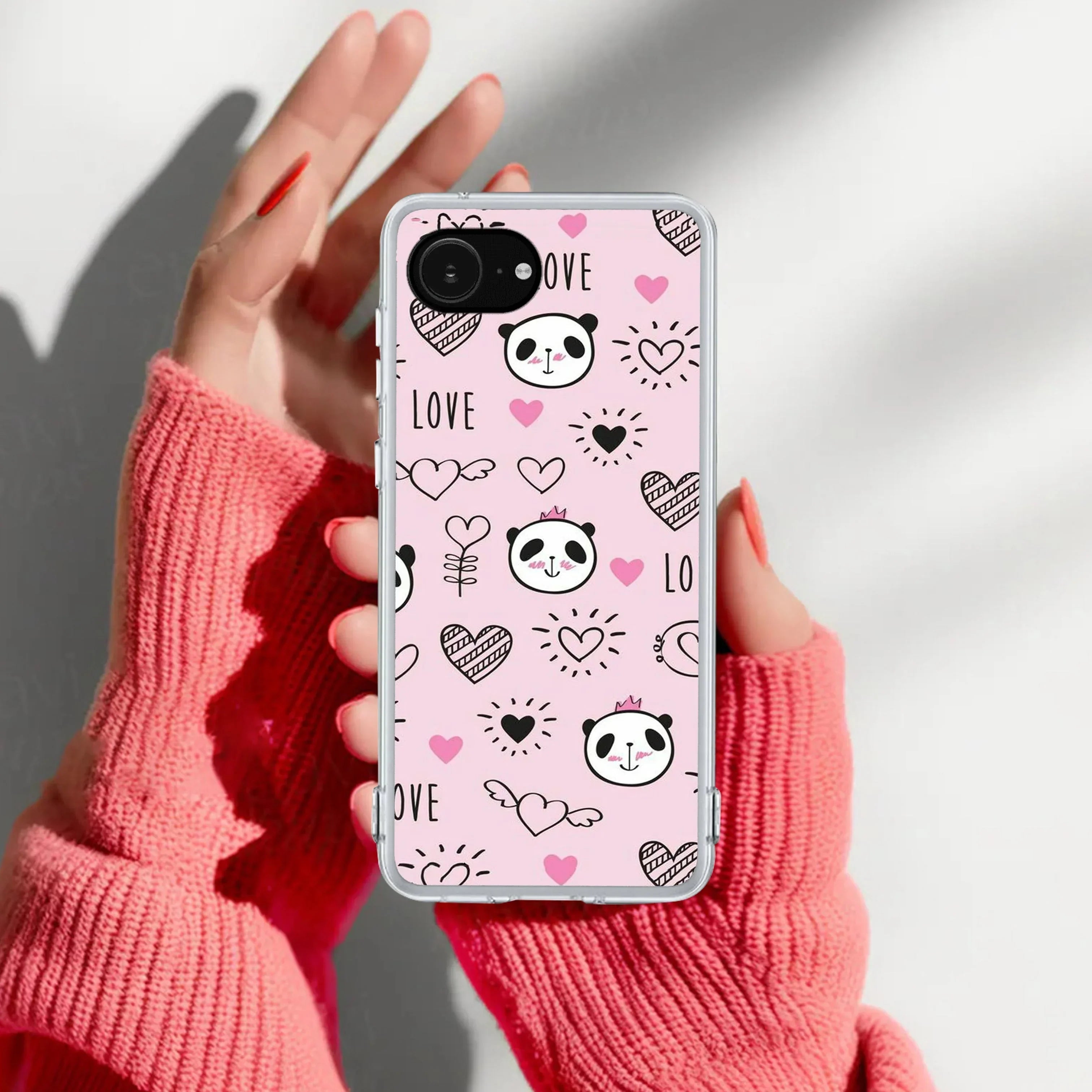 Cute Pink Panda Transparent Silicon Case For Google Pixel 9 Pro XL