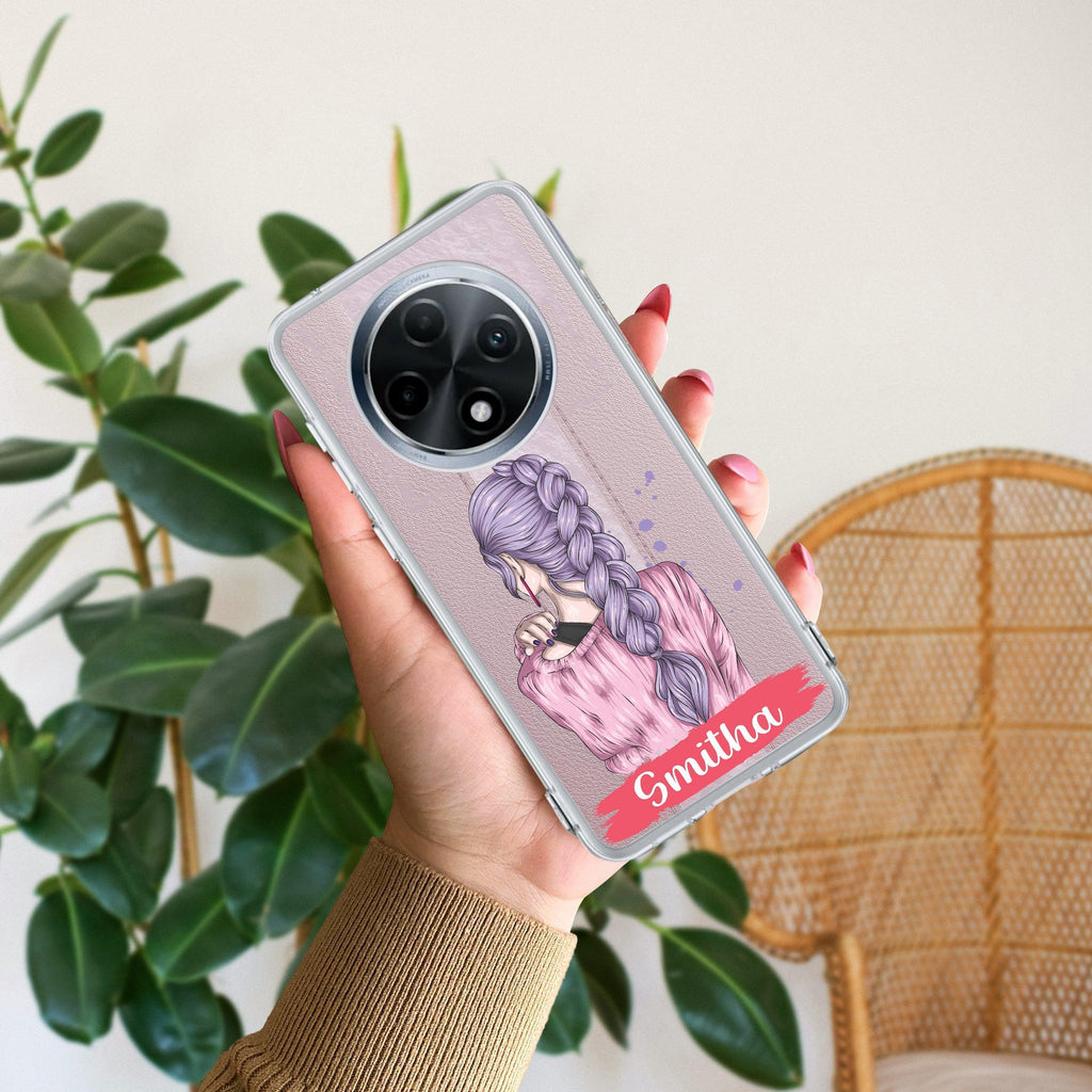 Braid Girl Customize Anti Yellow Case For Oppo F27 Pro Plus 5G