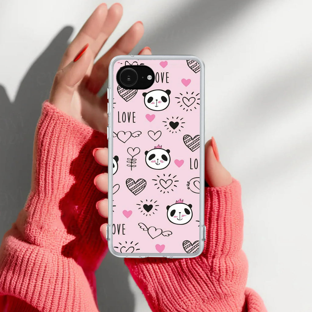 Cute Pink Panda Anti Yellow Clear Case For iPhone 17e