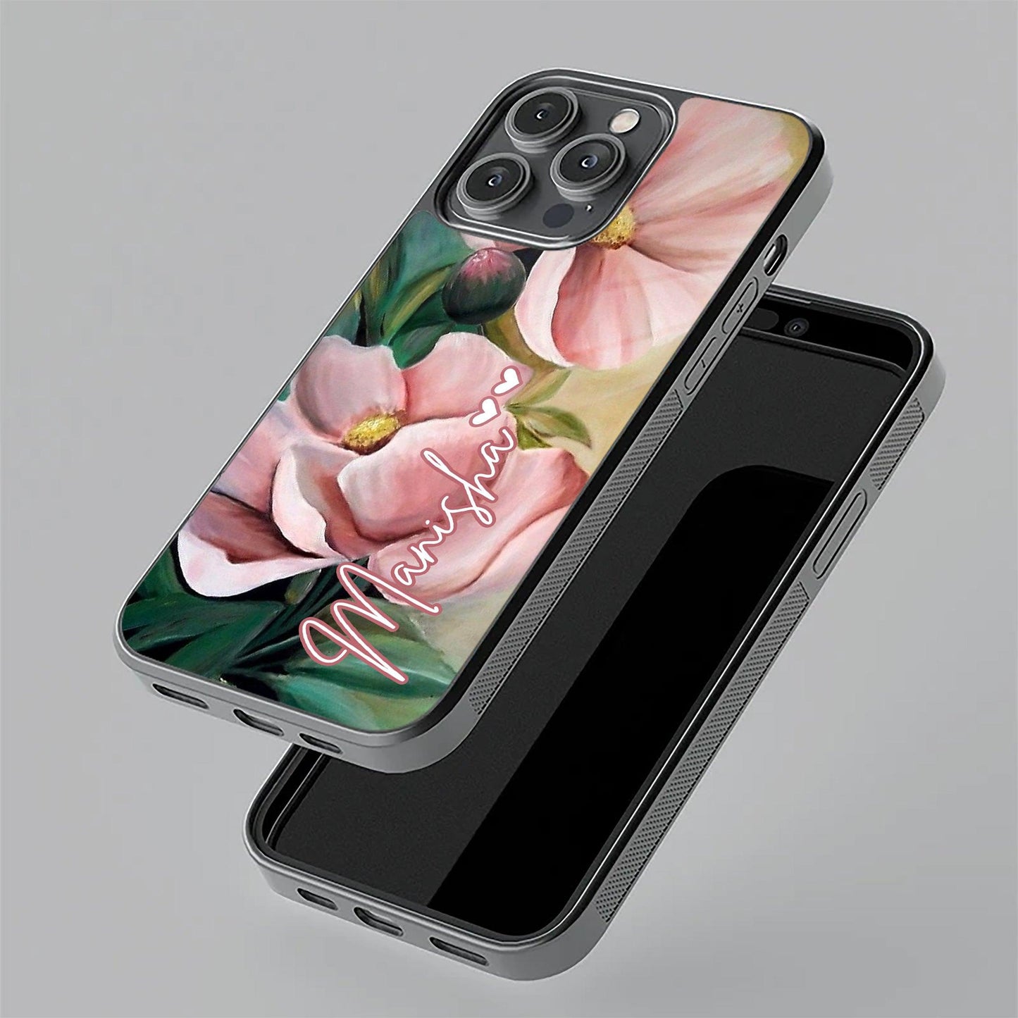 Paint Floral Poster Glass Case Cover For Vivo