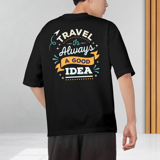 Travel Always Men's Cotton Graphic Print Oversized T-Shirt