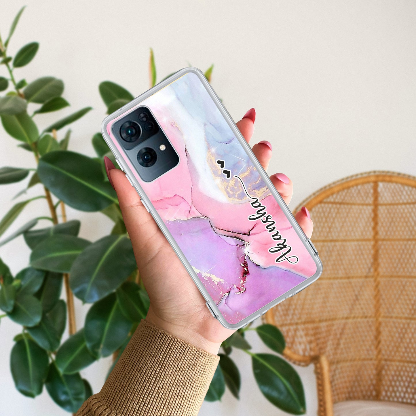 Pink Gradient Marble Customize Transparent Silicon Case For Oppo