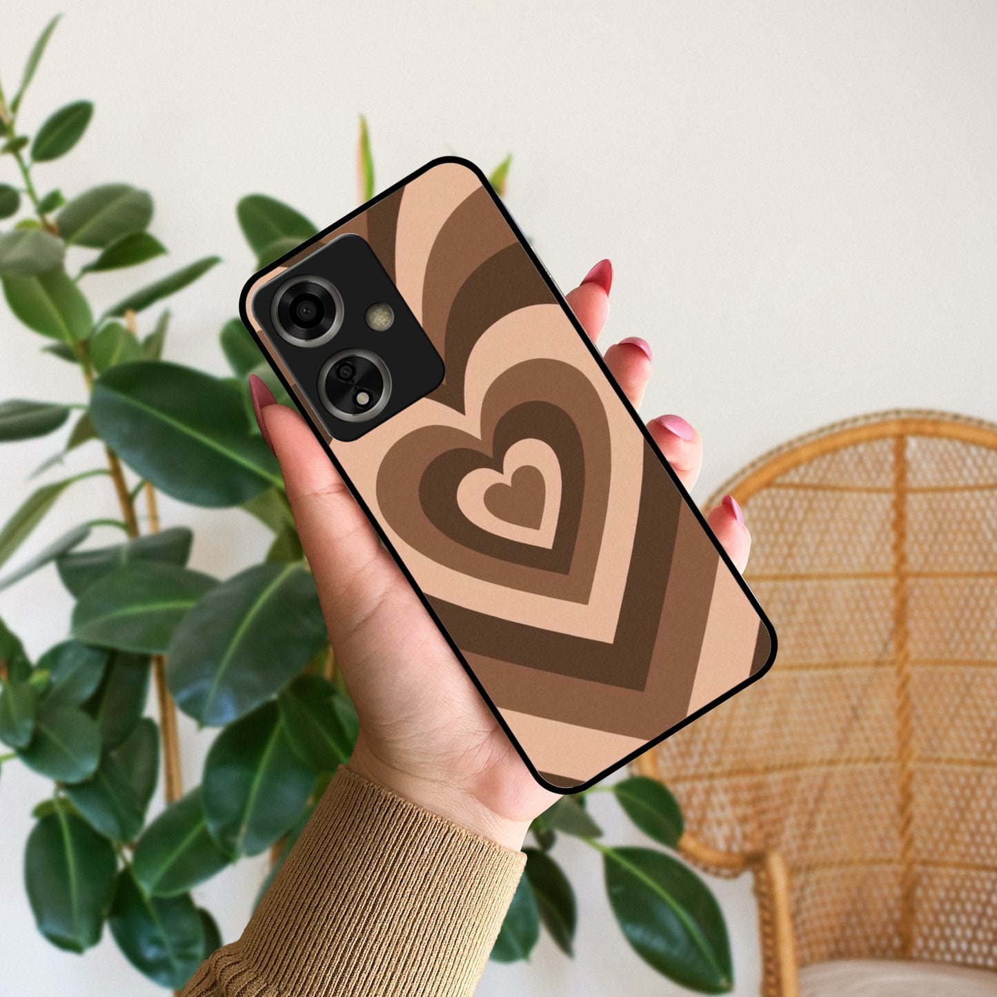 Latte Love Pattern Glossy Metal Case Cover For Oppo