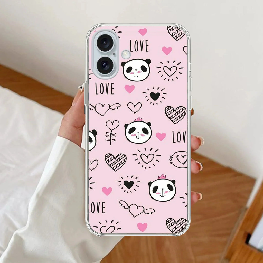 Cute Pink Panda Anti Yellow Clear Case For iPhone 17