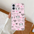 Cute Pink Panda Transparent Silicon Case For iPhone 16 Plus
