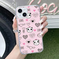 Cute Pink Panda Transparent Silicon Case For iPhone 14 Plus