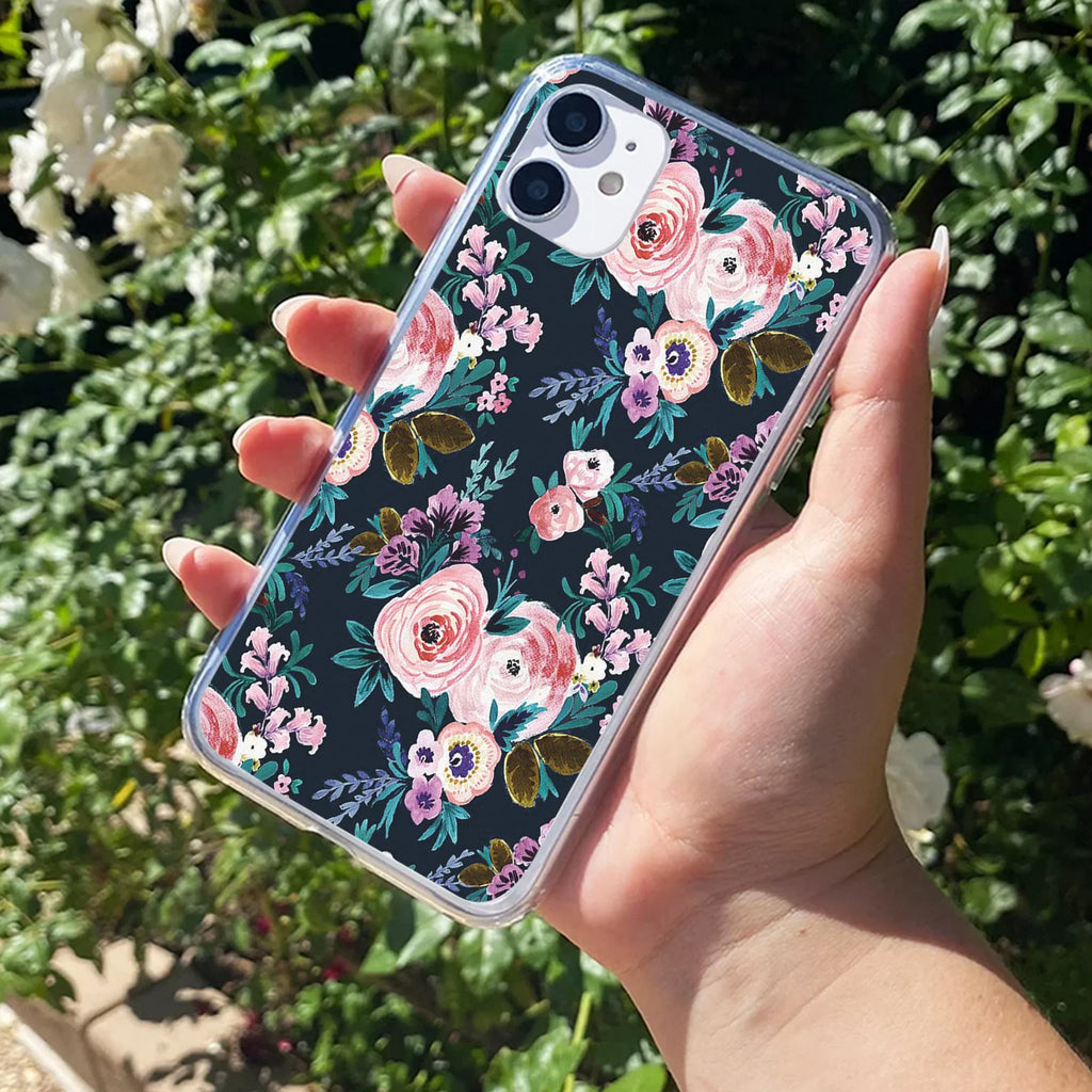 Cute Floral Transparent Silicon Case For iPhone 14