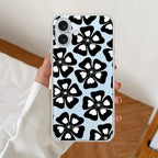 Black and White Flower Transparent Silicon case For iPhone 14 Pro Max