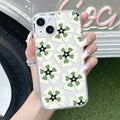 Black and Green Flower Anti Yellow Clear Case For iPhone 13