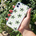 Black and Green Flower Transparent silicon case For iPhone 12 Mini