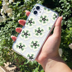 Black and Green Flower Anti Yellow Clear Case For iPhone 11