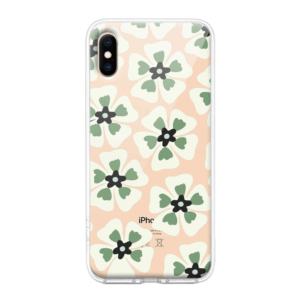 Black and Green Flower Transparent silicon case For iPhone