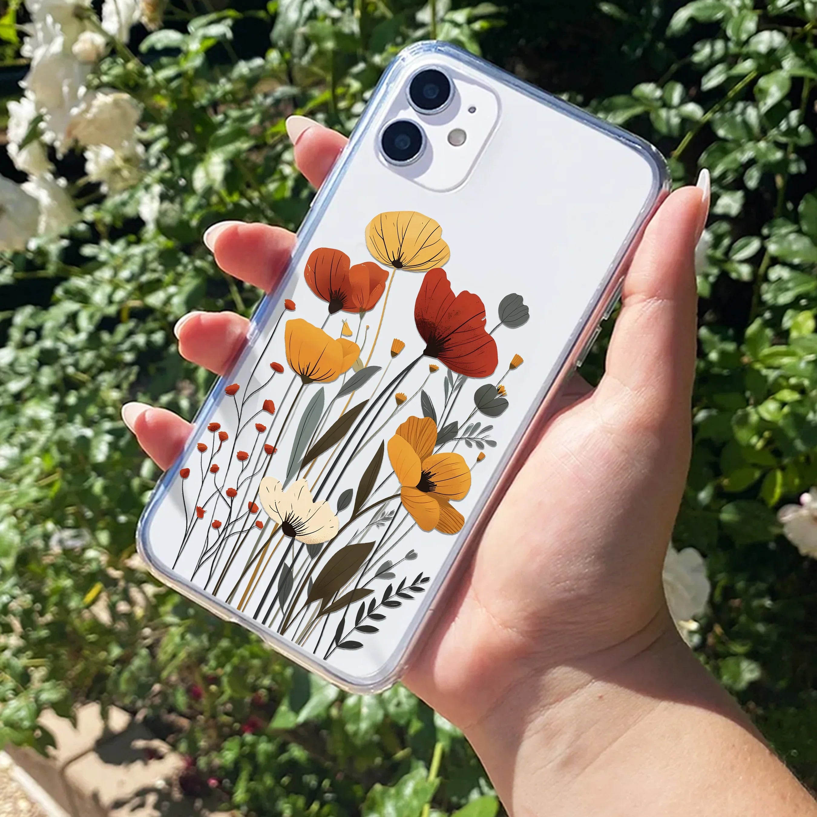 Vintage Wildflower Transparent Silicon Case For iPhone - ShopOnCliQ
