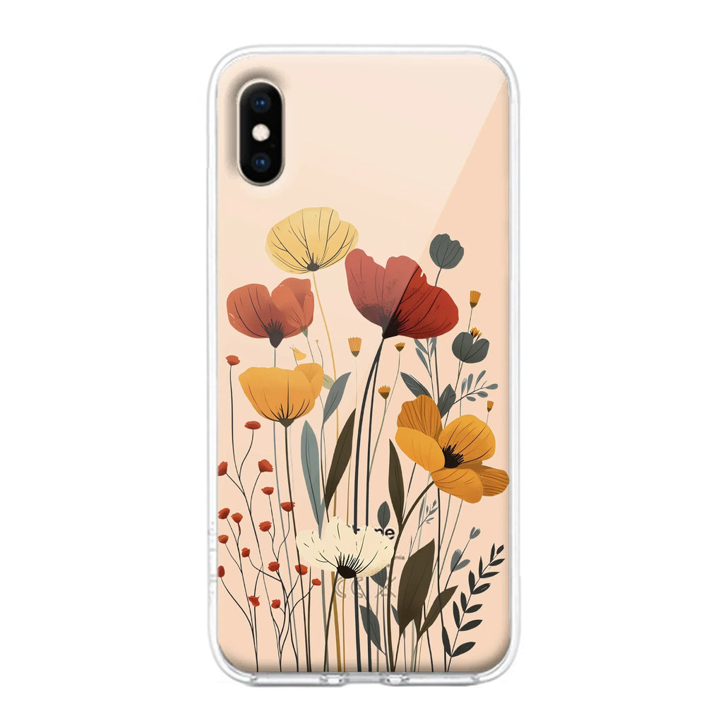 Vintage Wildflower Transparent Silicon Case For iPhone