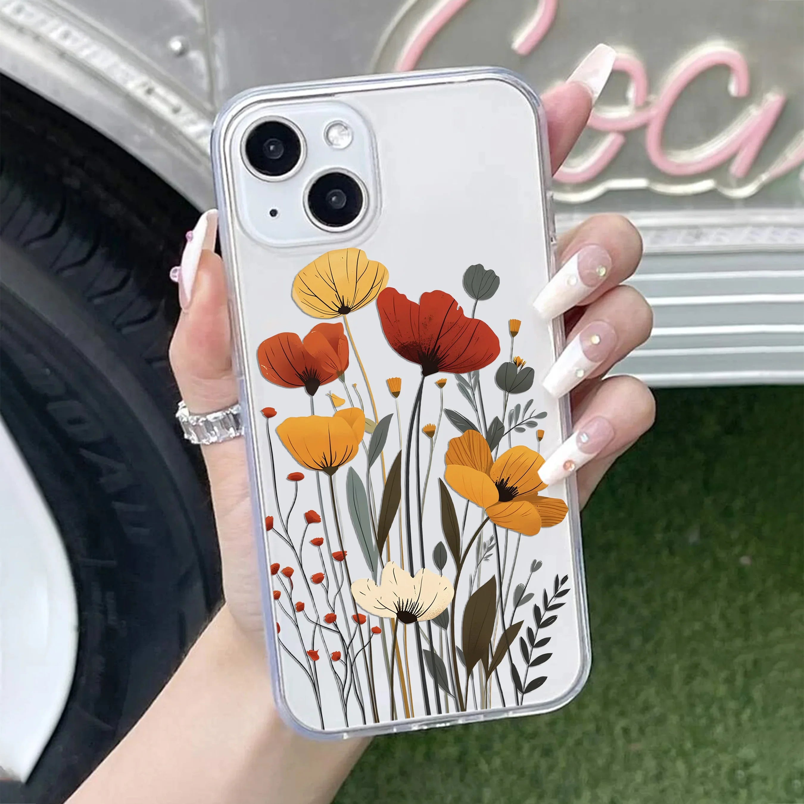 Vintage Wildflower Transparent Silicon Case For iPhone - ShopOnCliQ