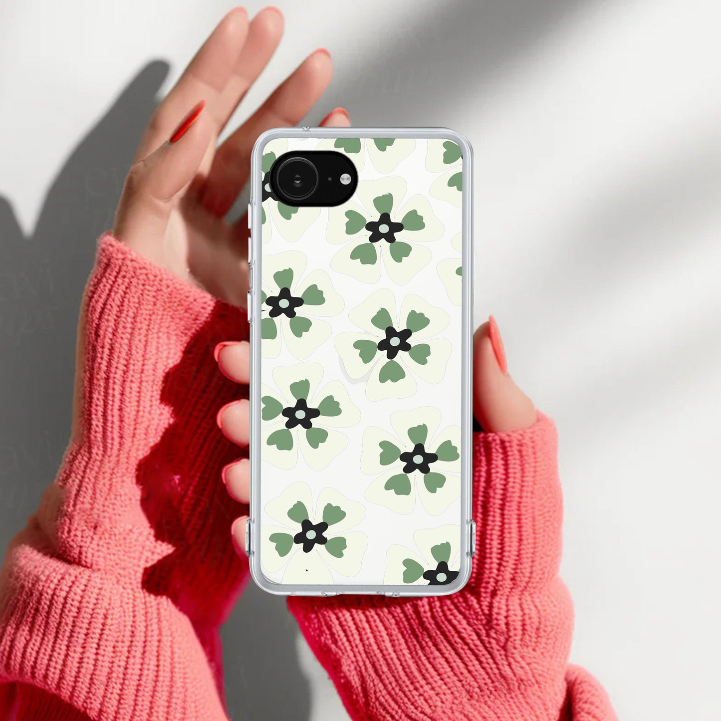 Black and Green Flower Transparent silicon case For Google