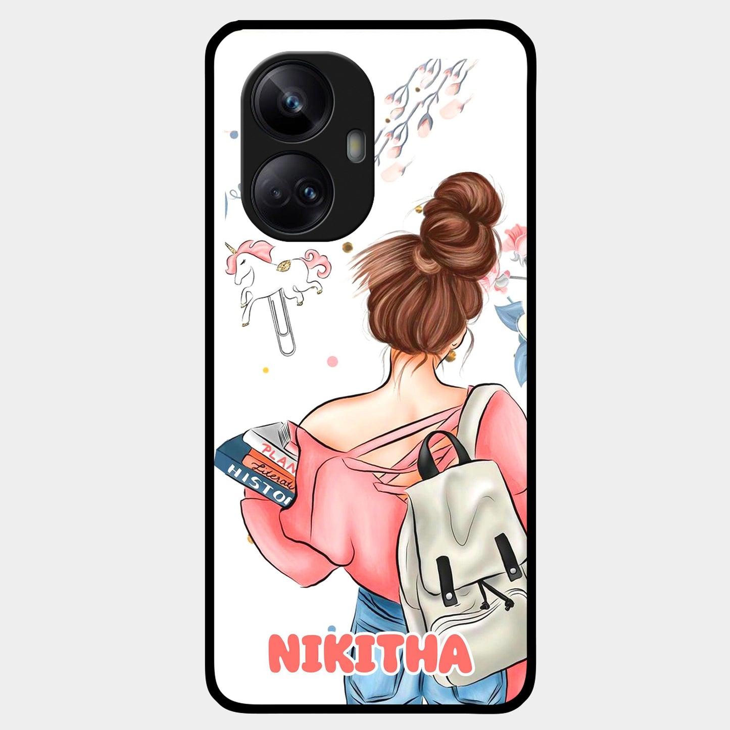 Girl With Book Glossy Metal Case Cover For Realme