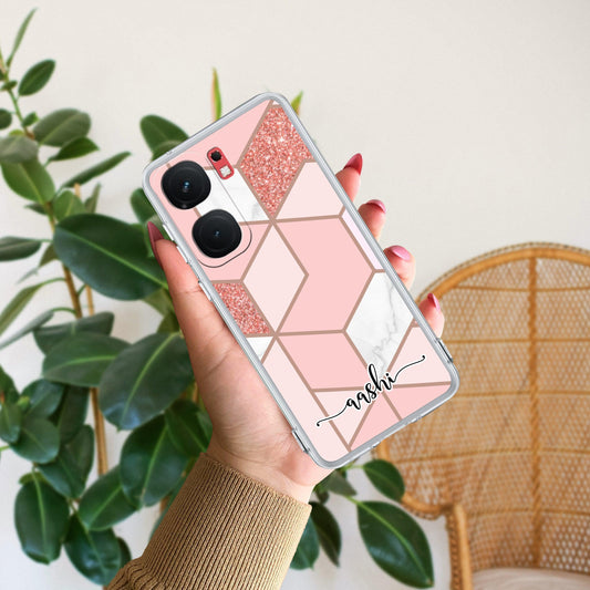 Marble Pink Customize Transparent Silicon Case For iQOO