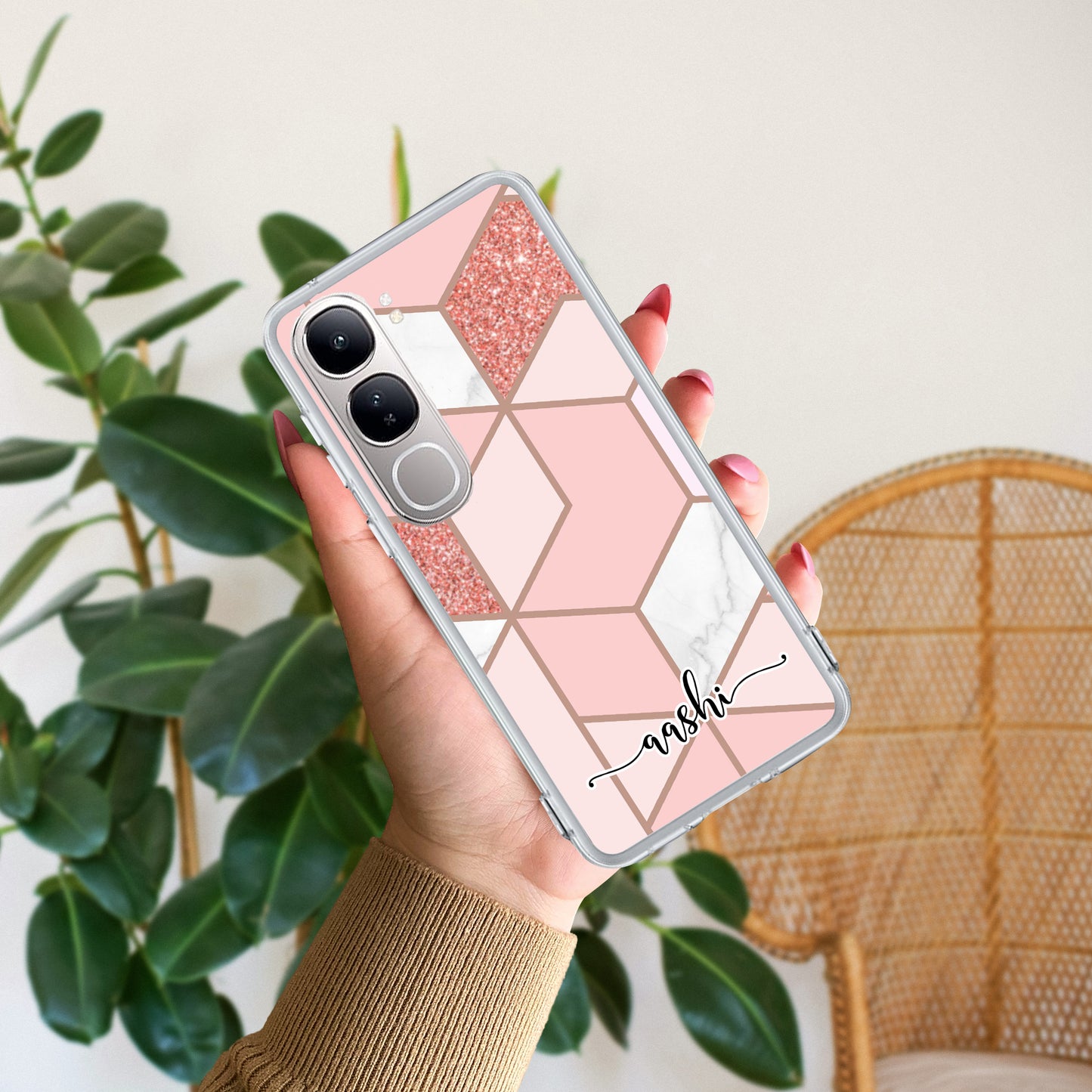 Marble Pink Customize Transparent Silicon Case For Vivo