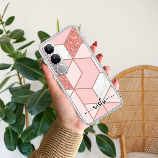 Marble Pink Customize Transparent Silicon Case For Vivo