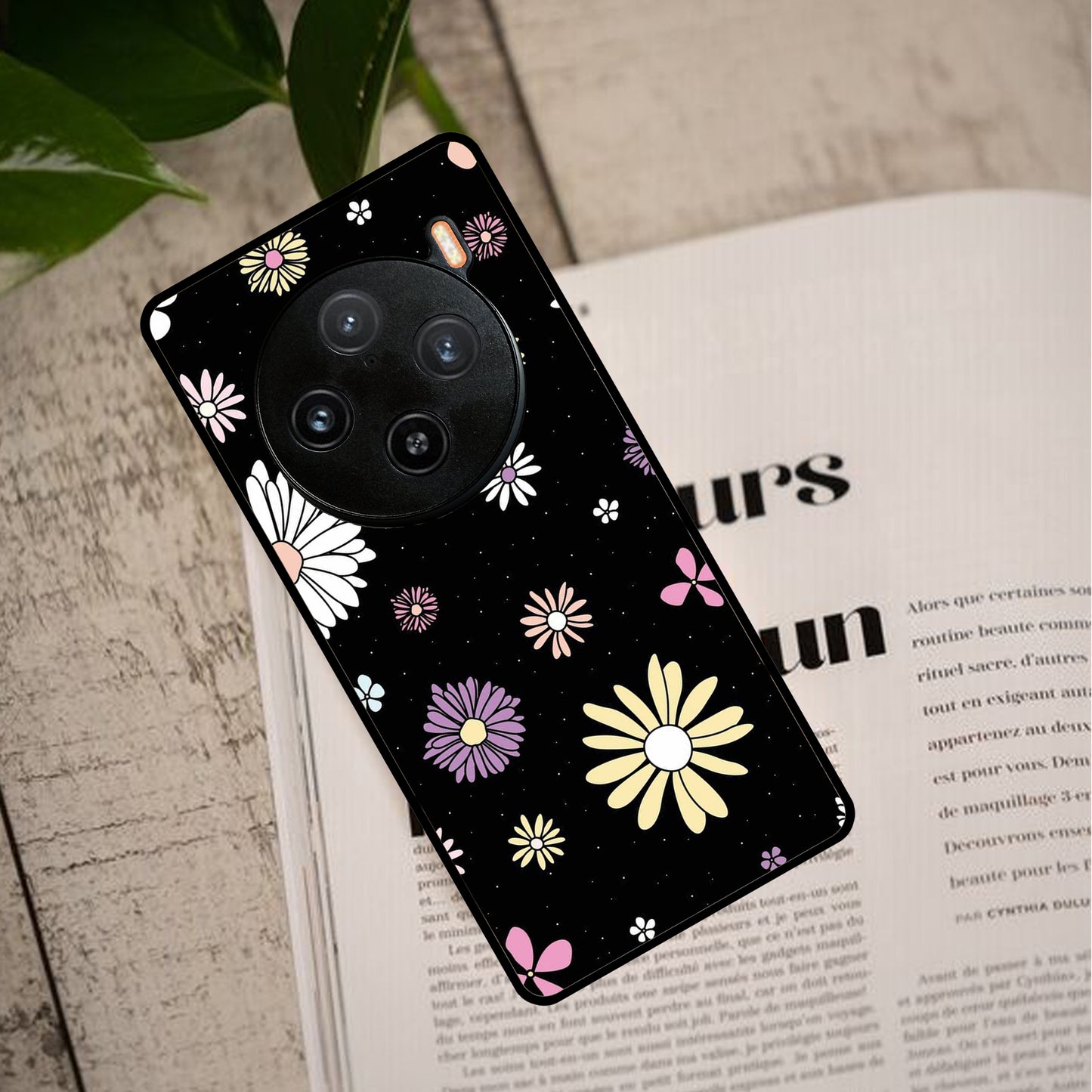 Seamless Floral  Glossy Metal Case Cover For Vivo