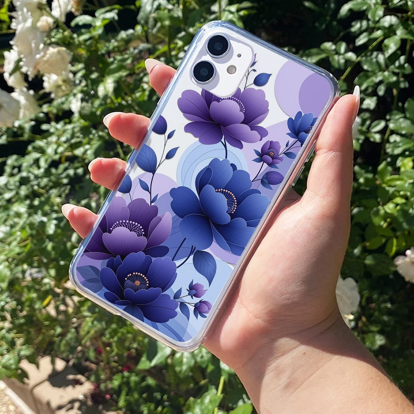Midnight Bloom Transparent Silicon Case For iPhone