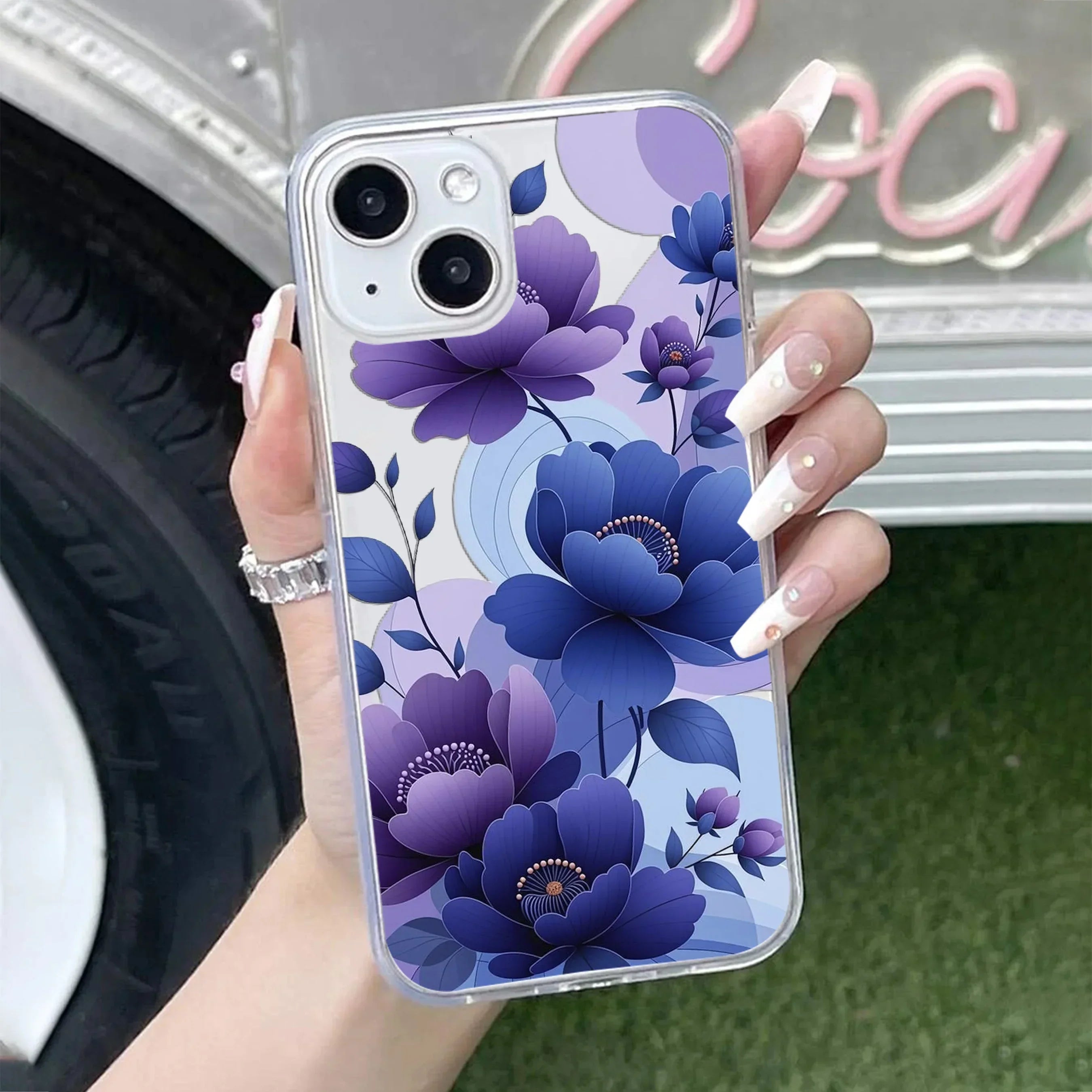 Midnight Bloom Transparent Silicon Case For Google Pixel 8a 5G