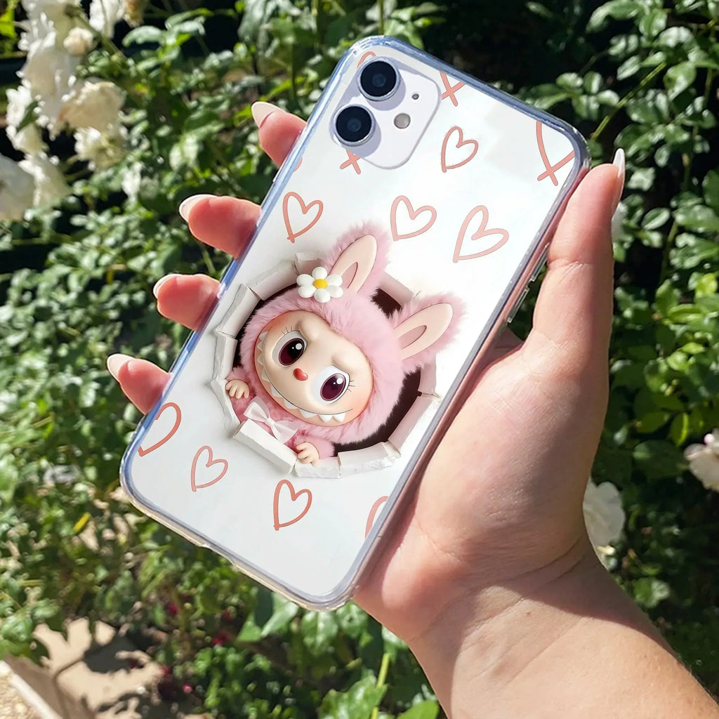 Labubu Trendy Anti Yellow Clear Case For iPhone 12
