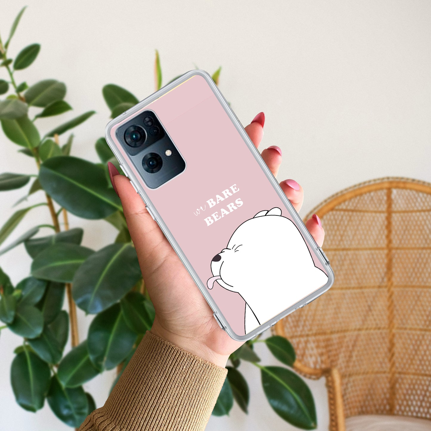 We Bare Bears Transparent Silicon Case Pink For Oppo