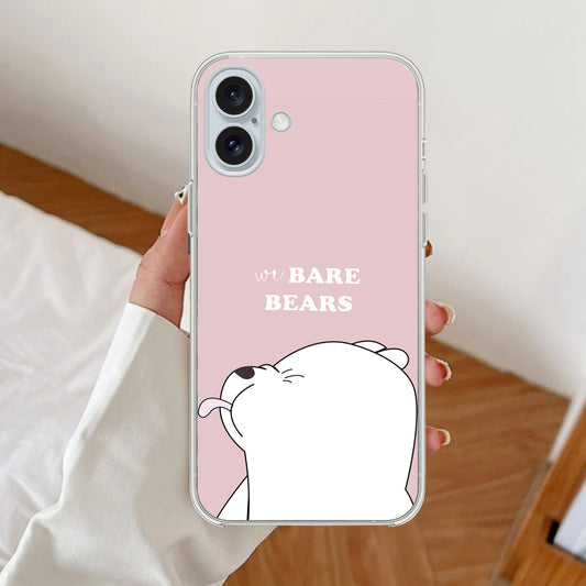 We Bare Bears Transparent Silicon Case Pink For iPhone