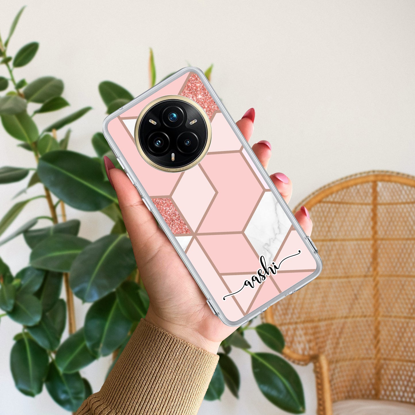 Marble Pink Customize Transparent Silicon Case For Realme/Narzo