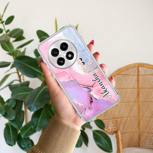 Pink Gradient Marble Customize Transparent Silicon Case For OnePlus