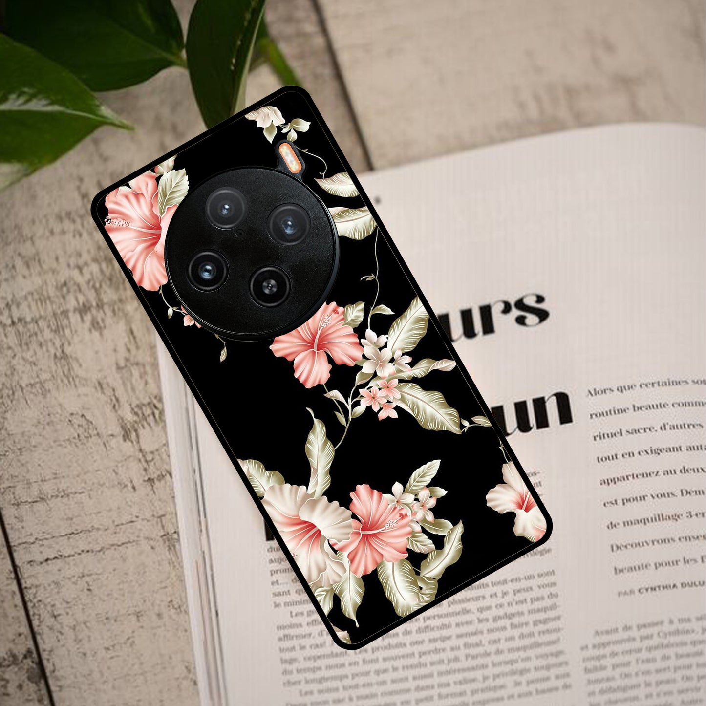 Retro Floral Glossy Metal Case Cover For Vivo