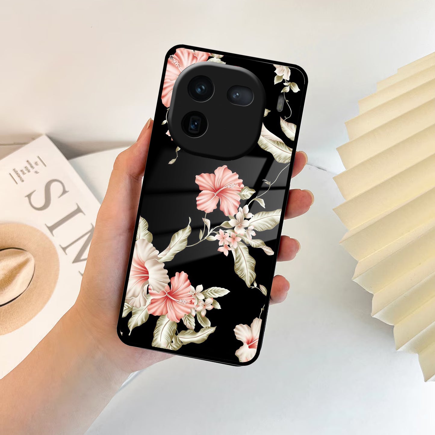 Retro Floral Glossy Metal Case Cover For Vivo