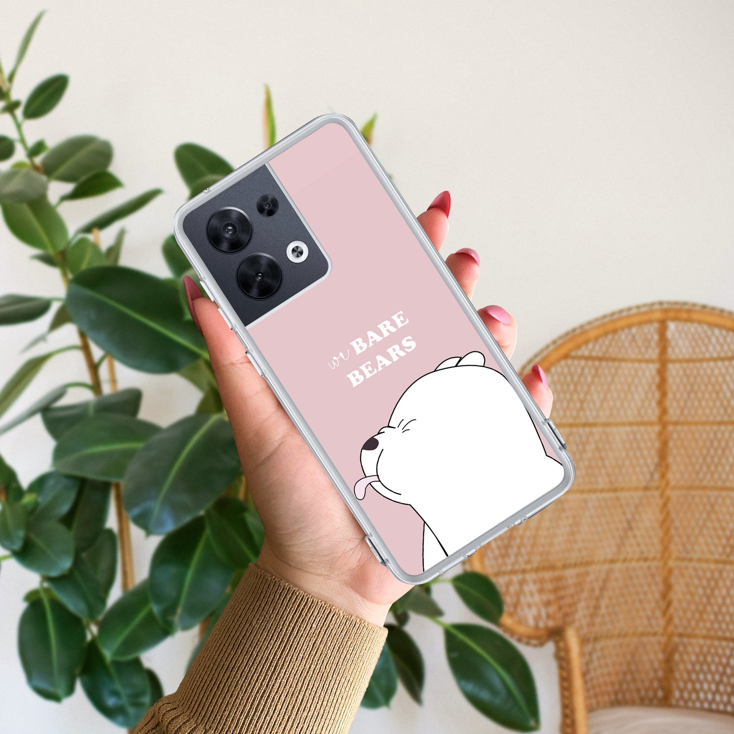 We Bare Bears Transparent Silicon Case Pink For Oppo