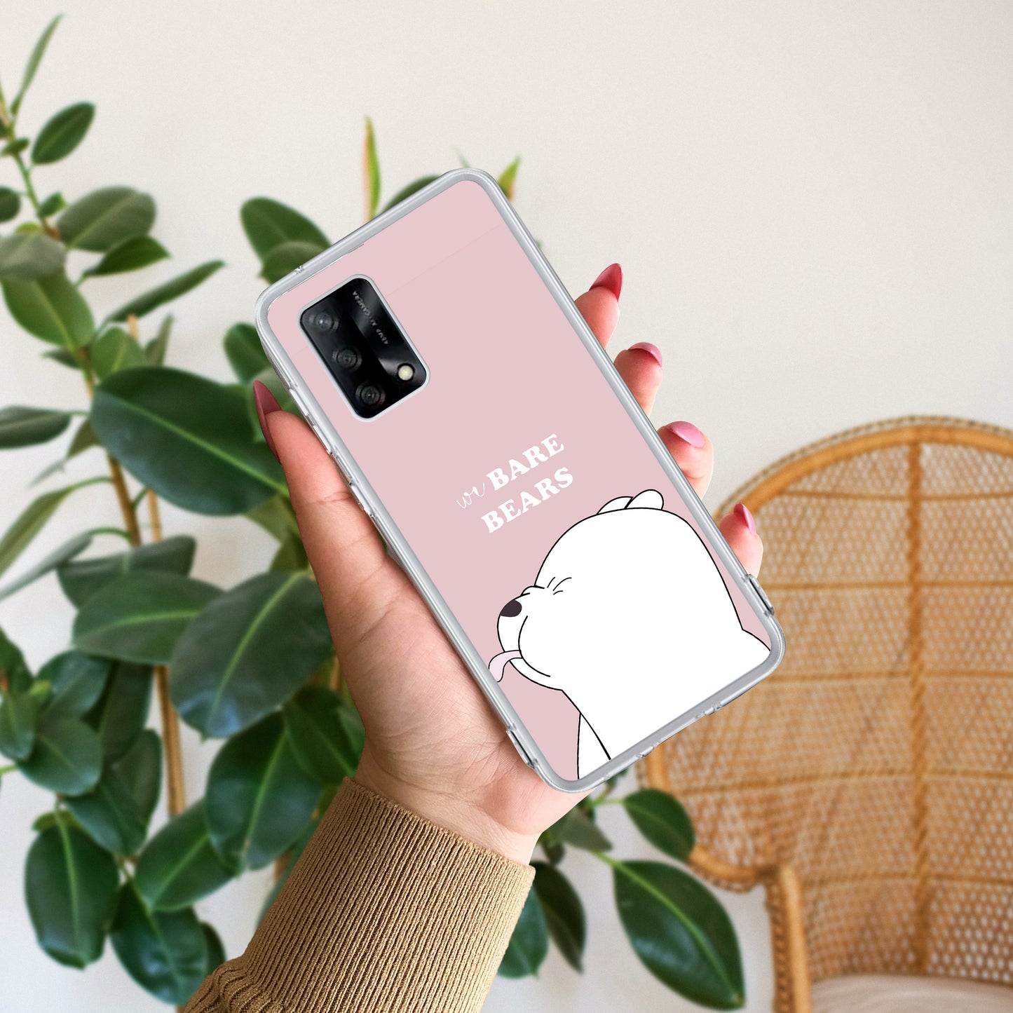 We Bare Bears Transparent Silicon Case Pink For Oppo