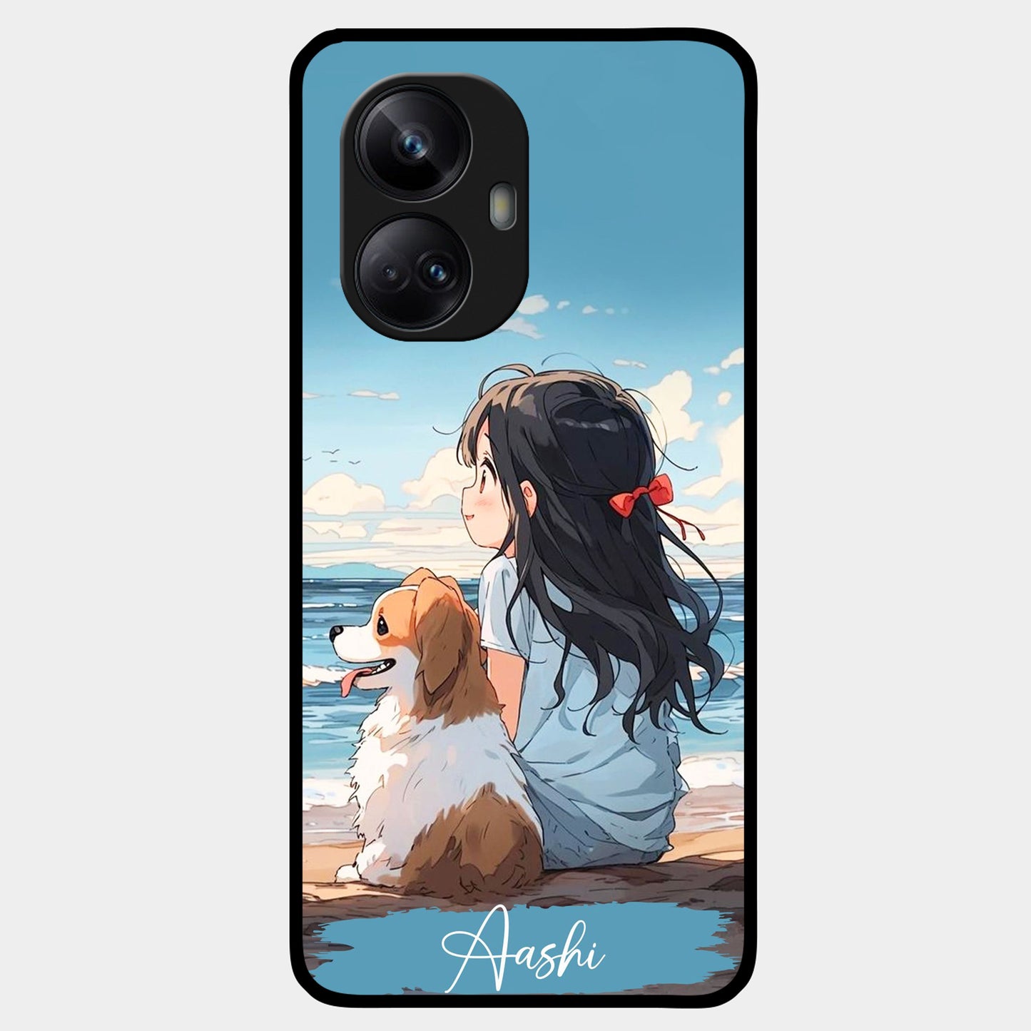 Girl With Dog Glossy Metal Case Cover For Realme