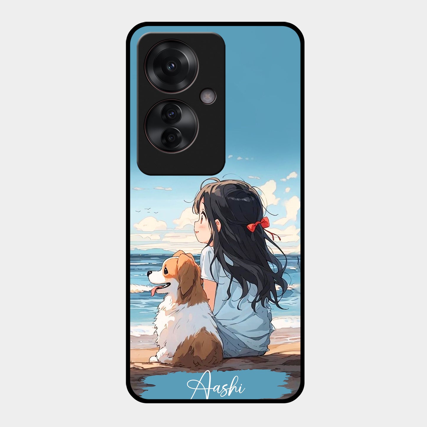 Girl With Dog Glossy Metal Case Cover For Oppo