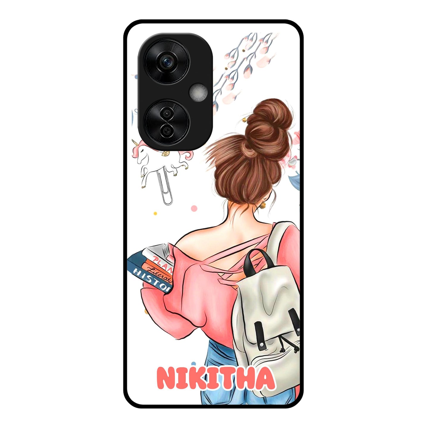 Girl With Book Glossy Metal Case Cover For OnePlus