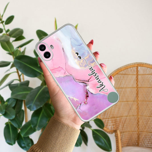 Pink Gradient Marble Customize Transparent Silicon Case For Nothing