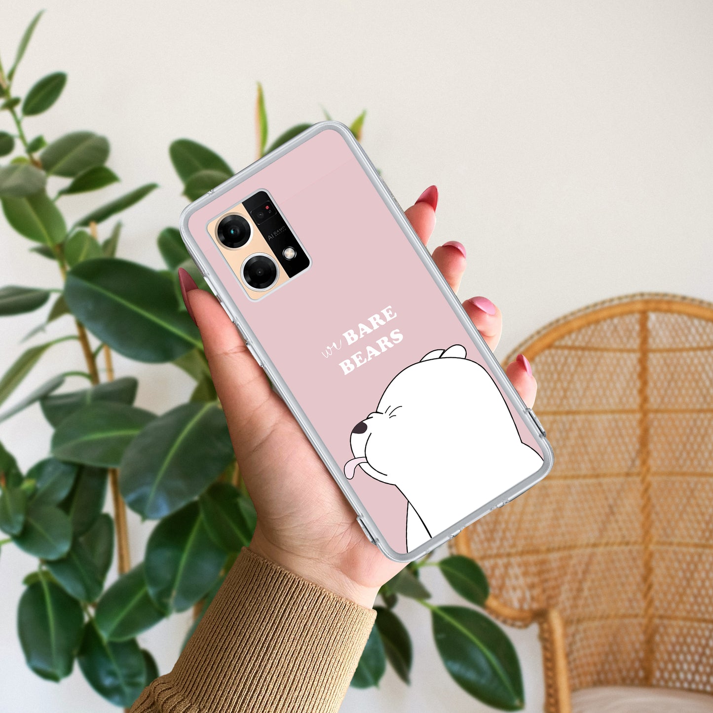 We Bare Bears Transparent Silicon Case Pink For Oppo