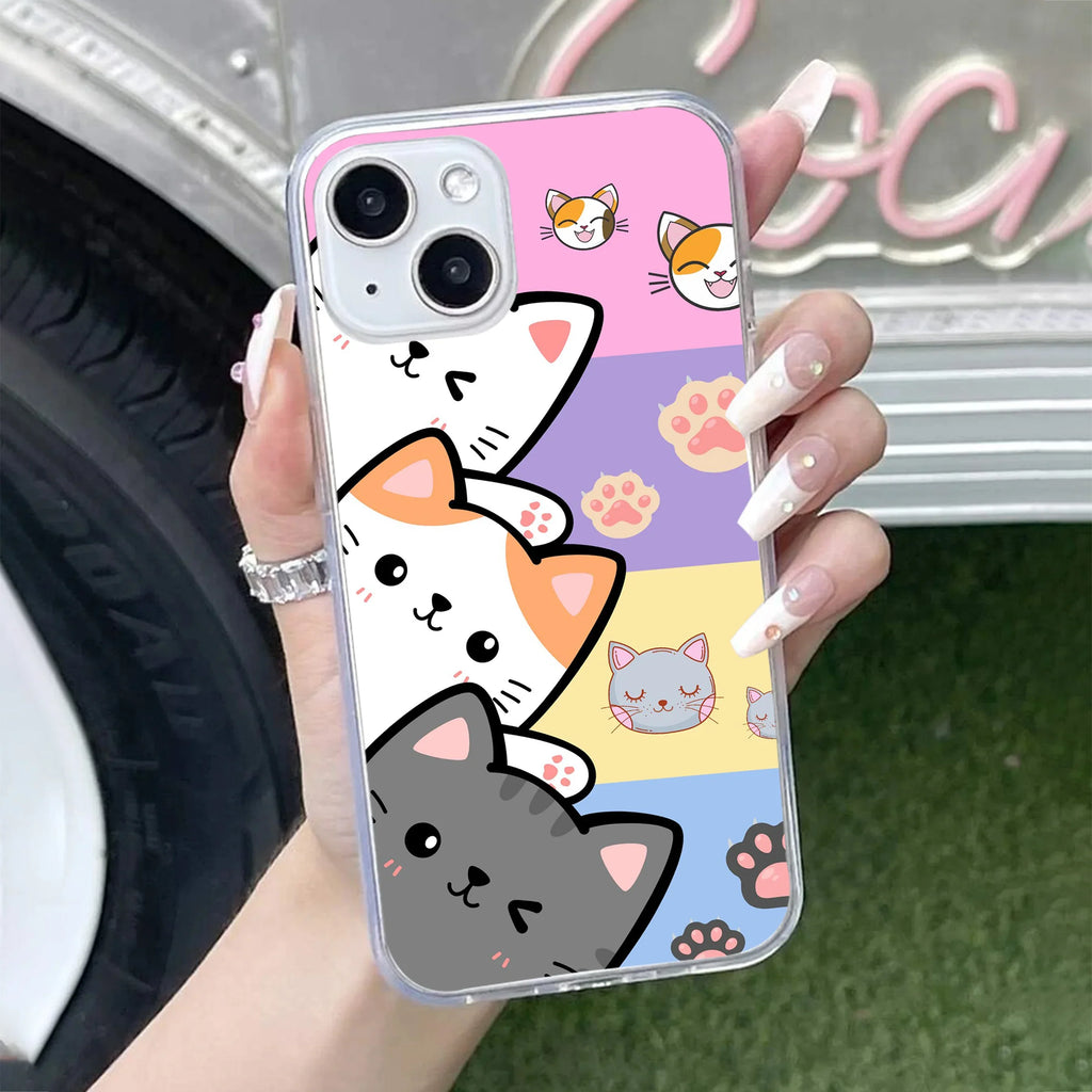 Cute Cat Transparent Silicon Case For iPhone - ShopOnCliQ