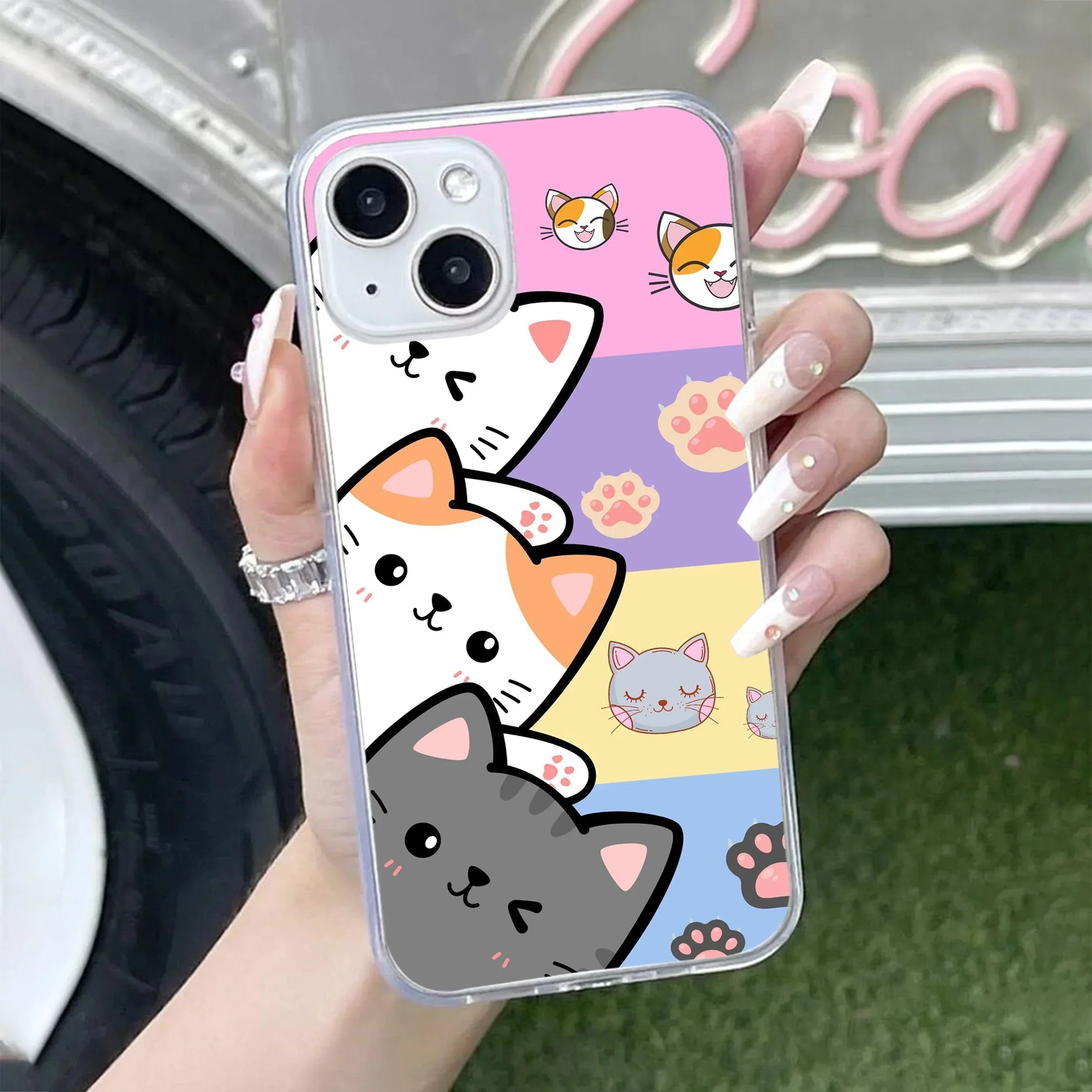 Cute Cat Transparent Silicon Case For Google Pixel 8a 5G