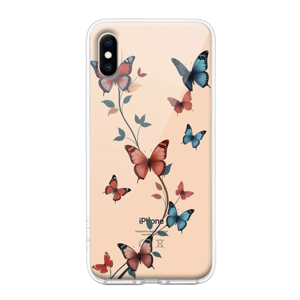 Butterfly Floral Design Anti Yellow Clear Case For iPhone X/Xs