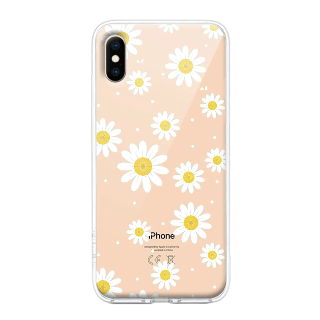 Beautiful Daisy Floral Transparent Silicon Case For iPhone